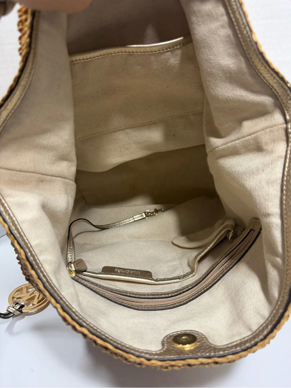 Michael Kors Woven Shoulder Bucket Bag